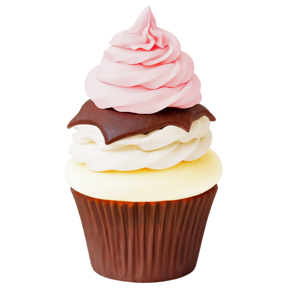 cupcake with pink and white frosting on top png