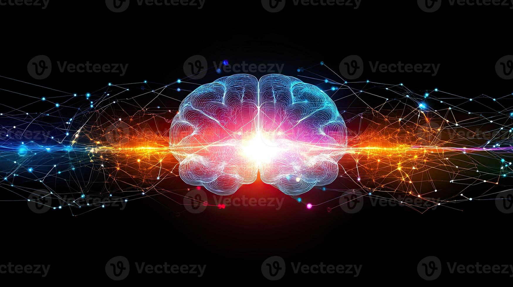 Human Brain, Neural Network, Artificial Intelligence Concept photo
