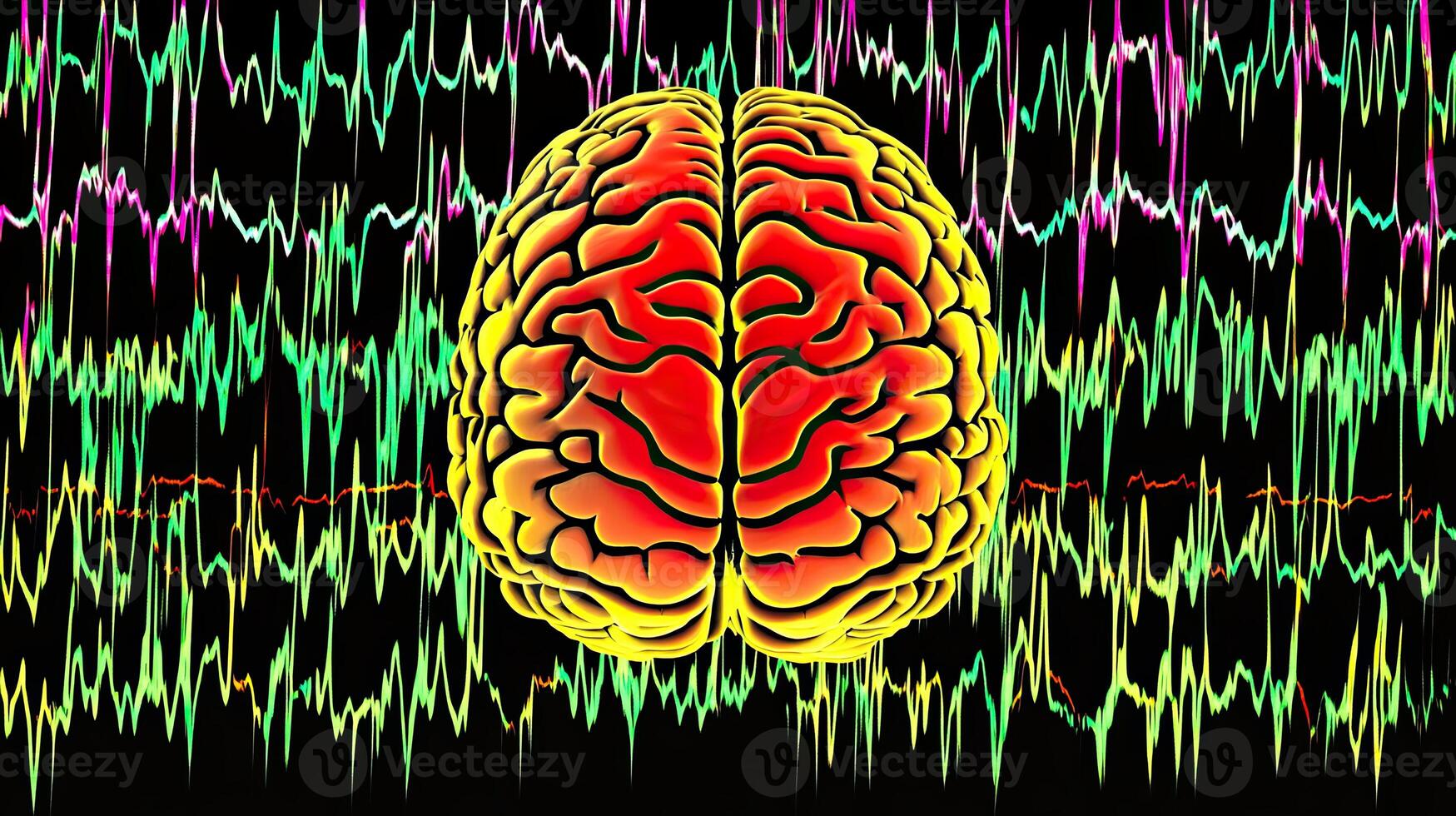 Human Brain with Brainwave Pattern photo