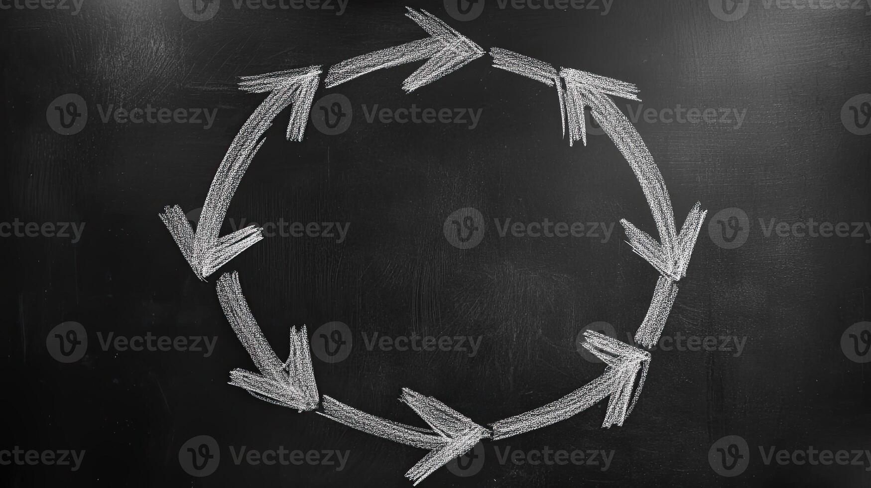 Circular Arrows Chalkboard Drawing. Concept of cycle, process, and workflow. photo