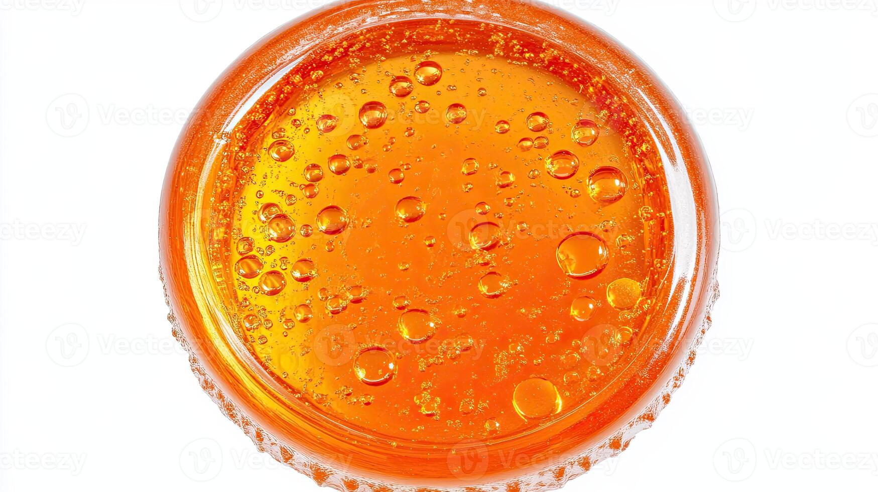 Honey in a Jar, Top View. Sweet, Golden, Viscous photo