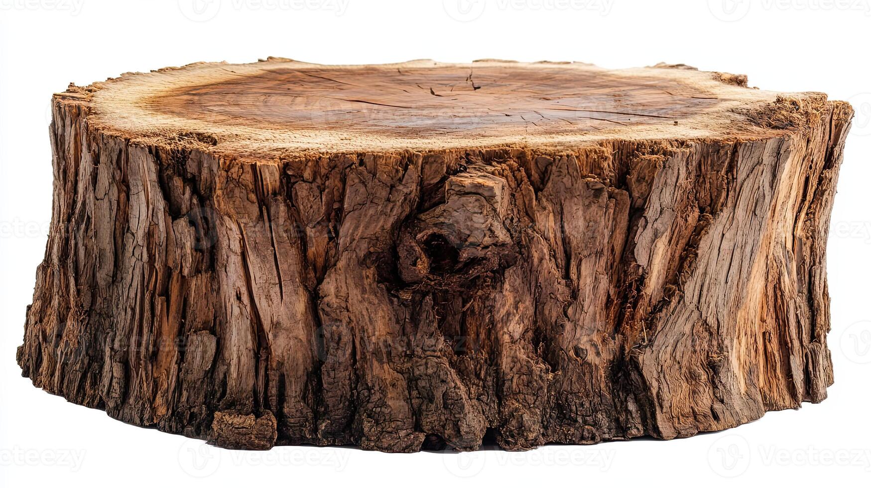Tree stump slice, rustic wood texture photo