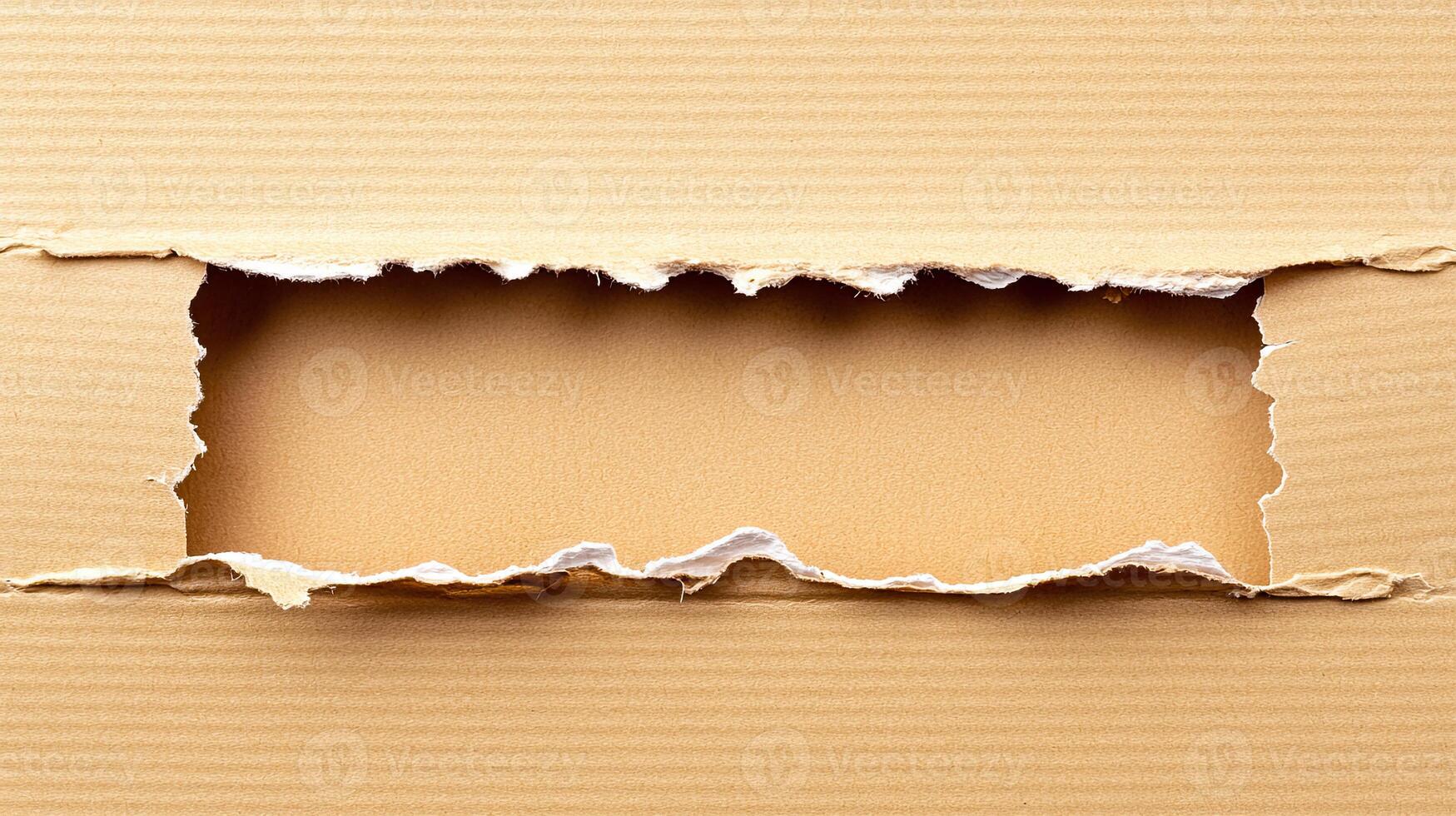 Torn Cardboard with Hole. Background Texture. photo