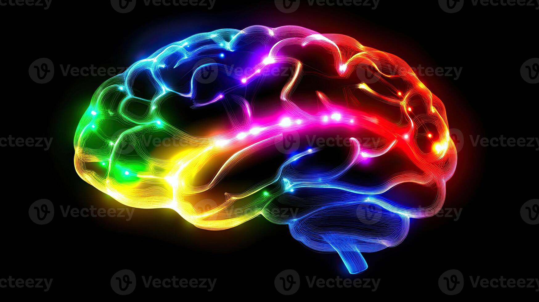 Rainbow Brain, Human Brain, Neurology, Colorful Brain photo