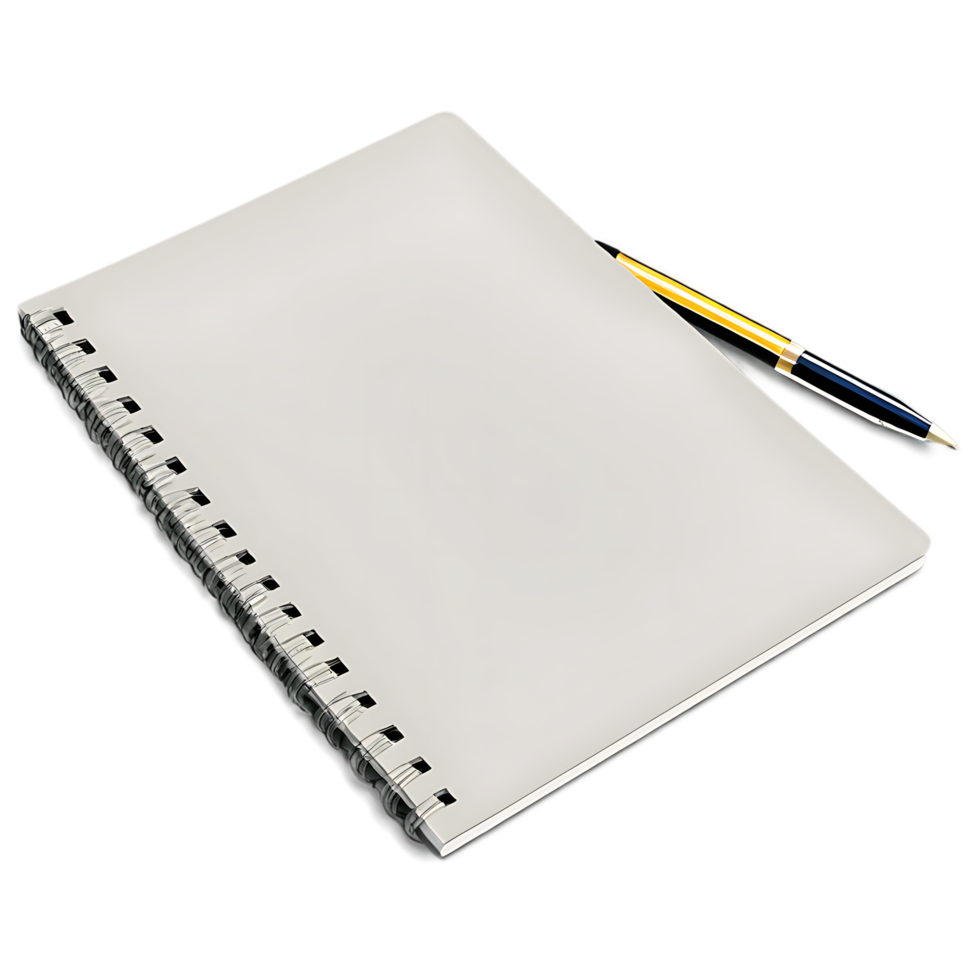 a notebook with a pen on a transparent background png