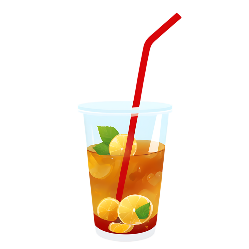 a glass of lemonade with a straw and a red straw png