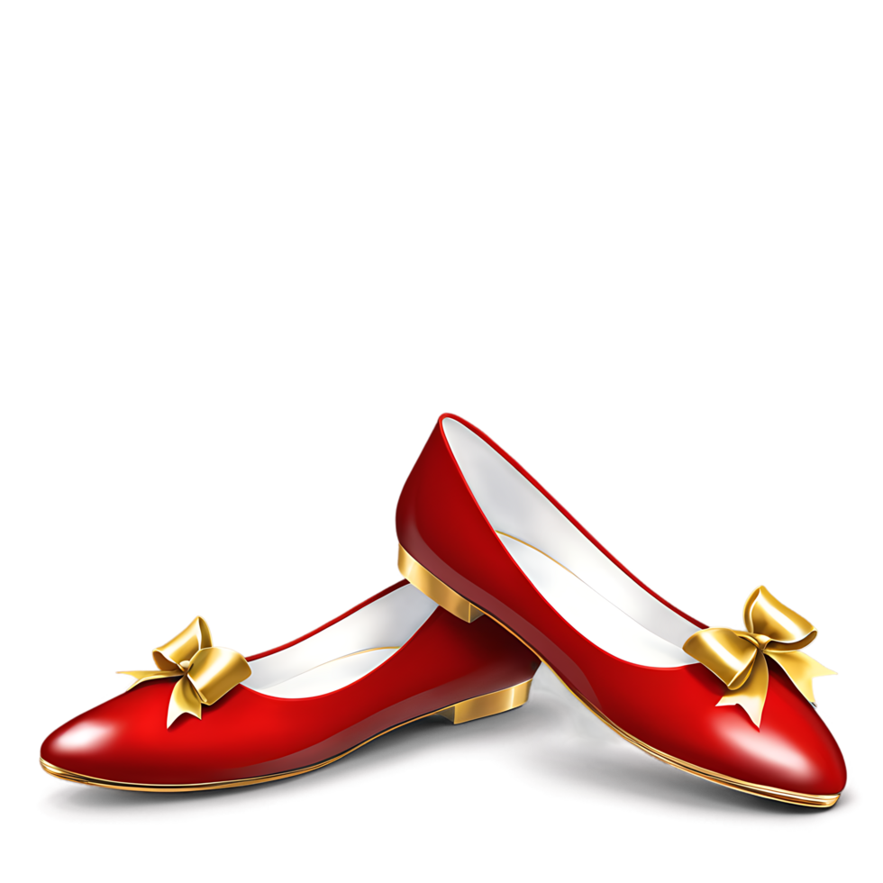 red shoes with gold bows on transparent background png