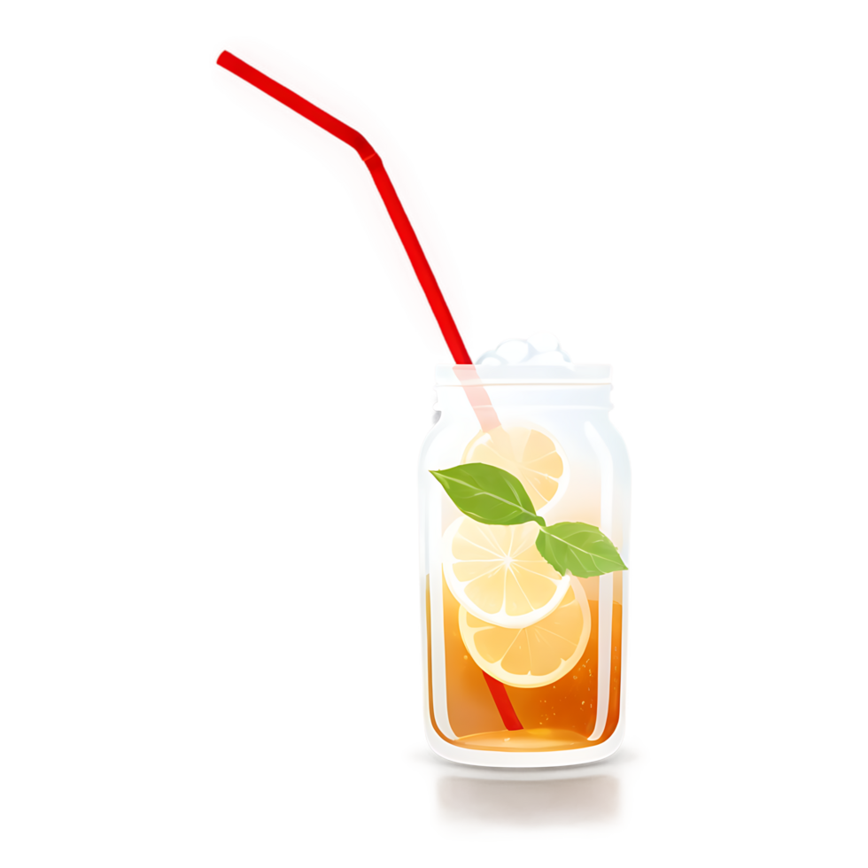 a glass of lemonade with a straw and a red straw png