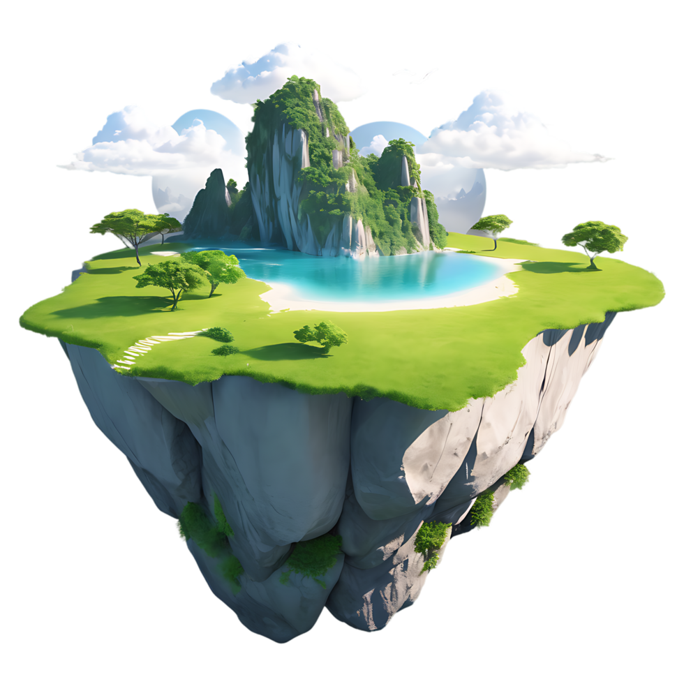 an island with a lake and trees on it png