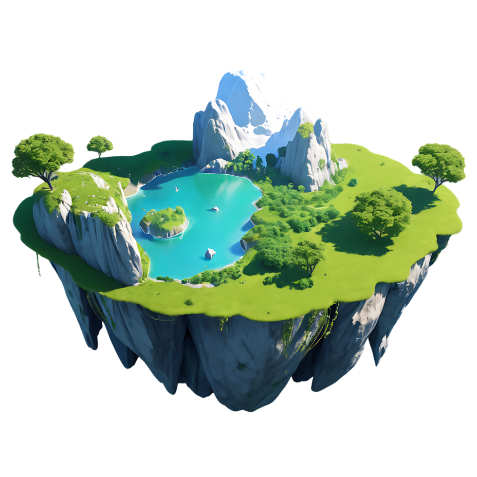 an island with a lake and trees on it png