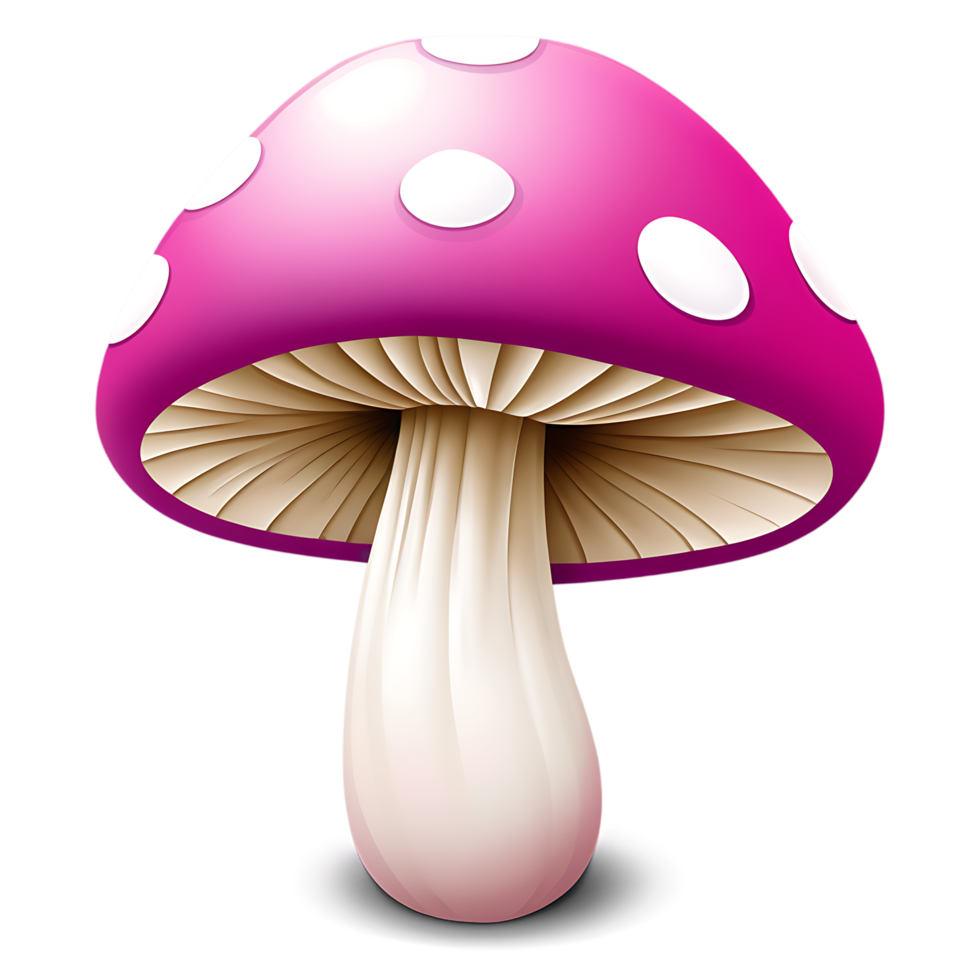 a pink mushroom with white polka dots on it png
