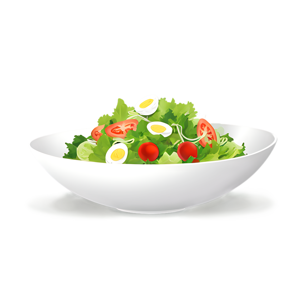 a salad with tomatoes, eggs and lettuce in a bowl png