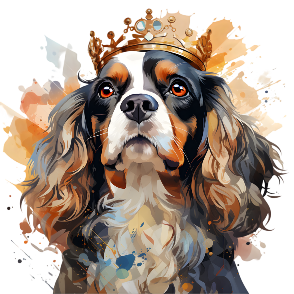 Cavalier King Charles Spaniel Dog Portrait with Transparent Background png