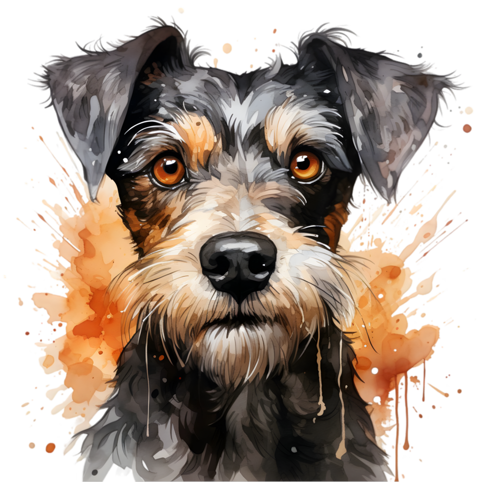 Watercolor Portrait of a Cute Mixed Breed Dog Transparent Background png