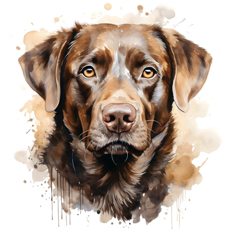 Chocolate Labrador Retriever Watercolor Transparent Background png