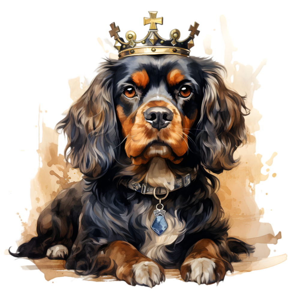 Cavalier King Charles Spaniel with Crown Transparent Background png