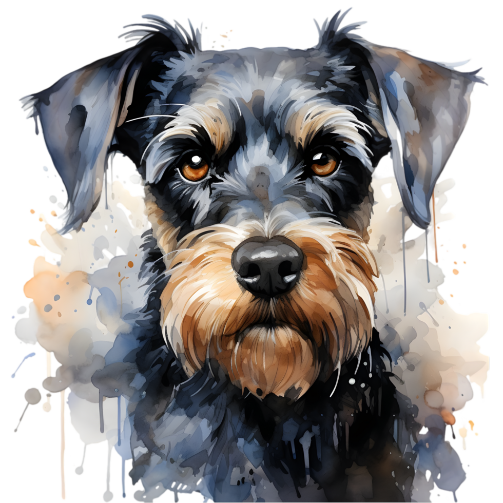 Watercolor Portrait of a Wirehaired Pointing Transparent Background png