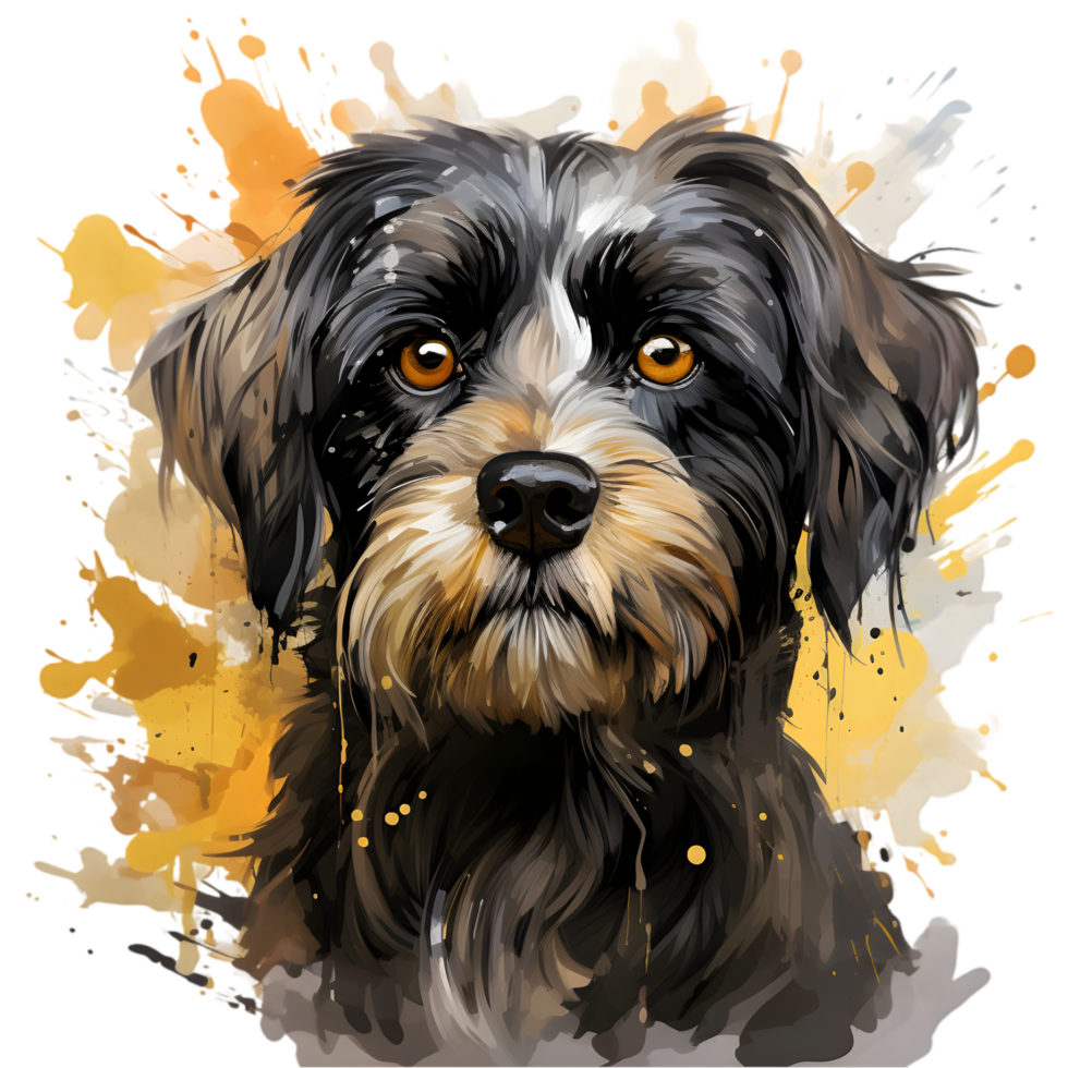 Artistic Portrait of a Cute Mixed Breed Dog with Transparent Background png