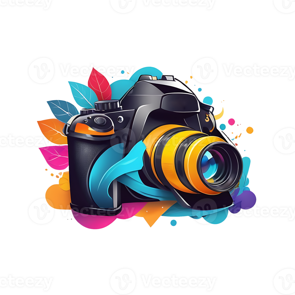 Camera with a lens and a flower on it png