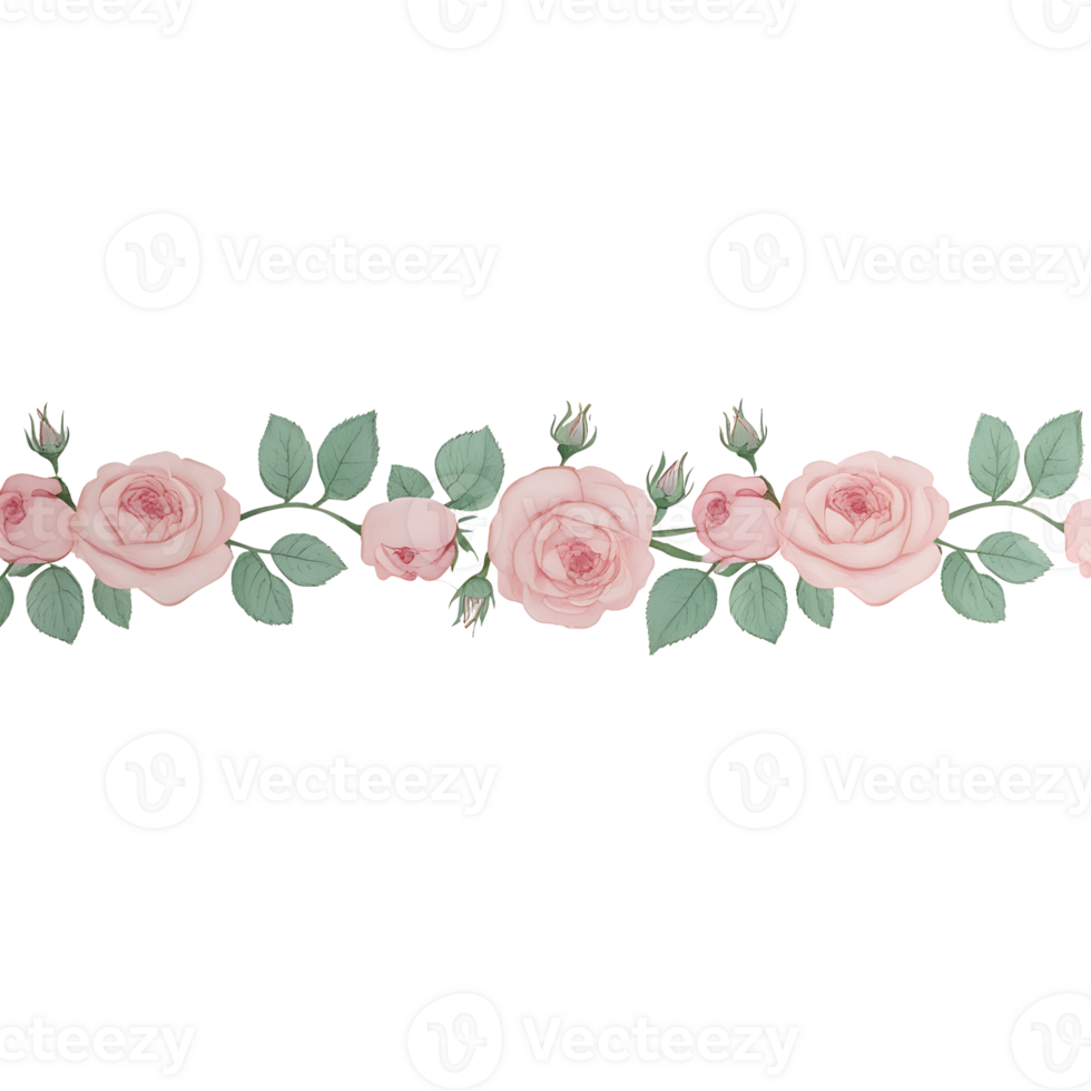 border with pink roses on it png