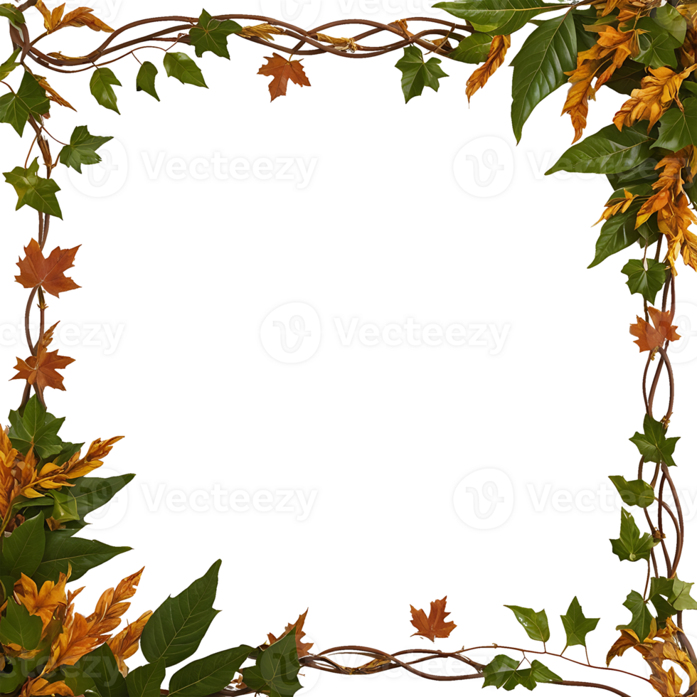 autumn leaves and vines frame png