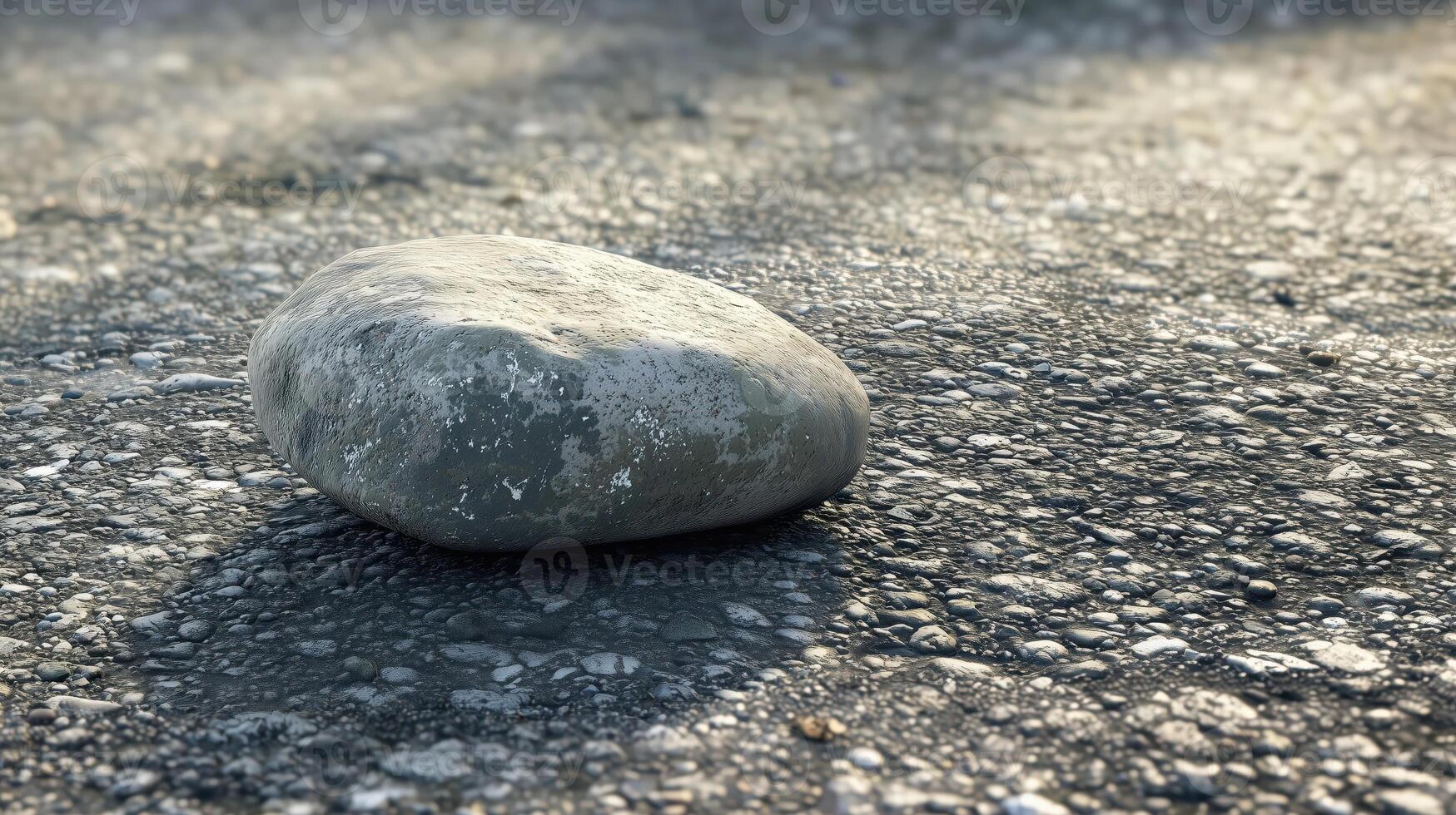 A rock sitting on the ground in a field photo