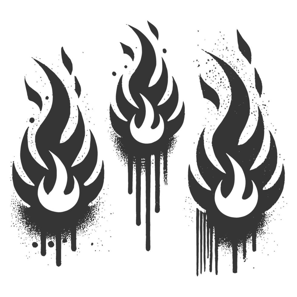 Grunge Style Fire flames Illustration vector