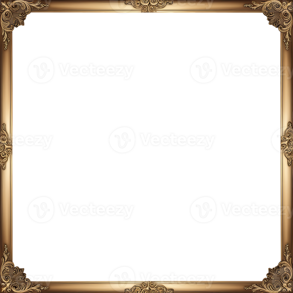 gold frame with ornate design on transparent background png