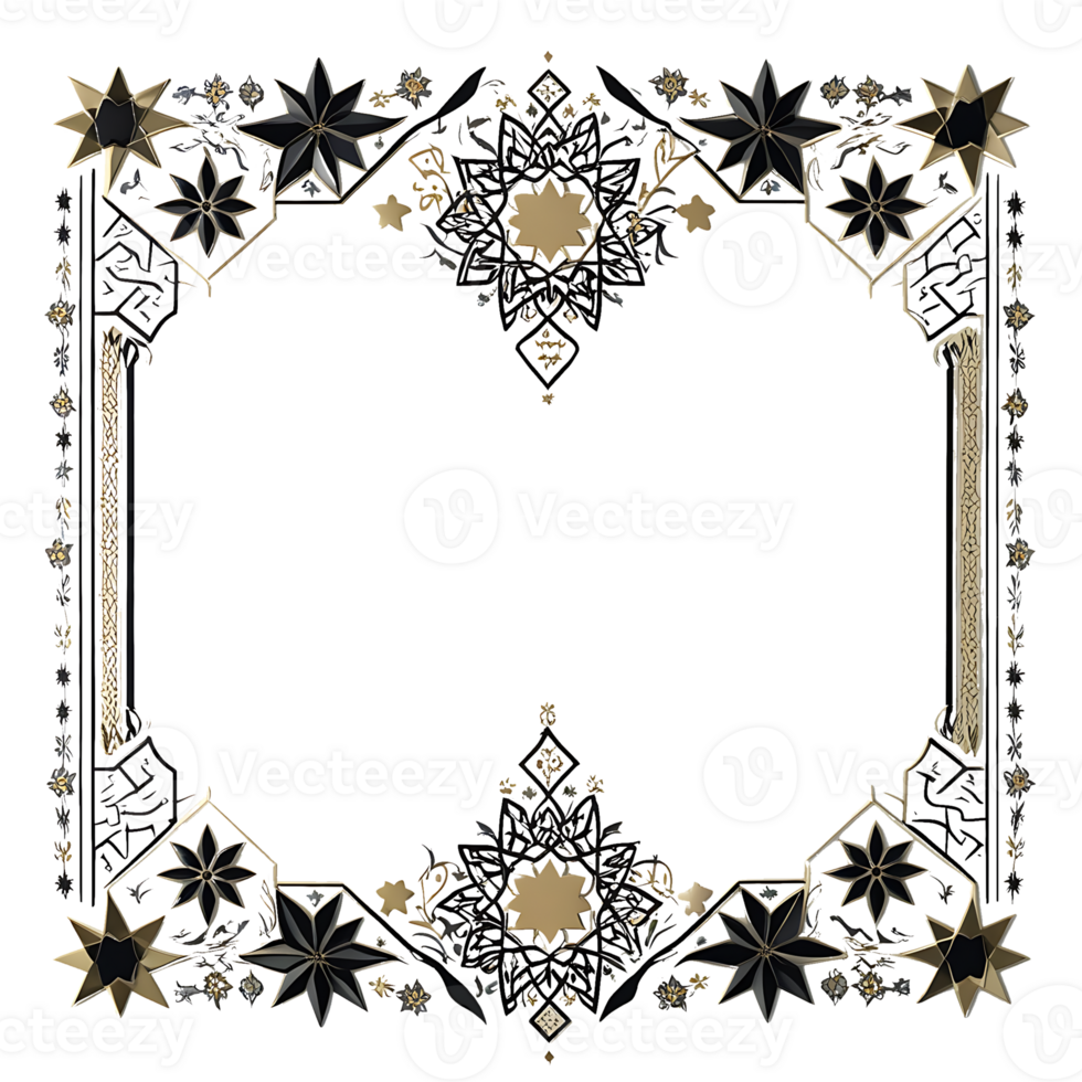 gold frame with stars and black lines png
