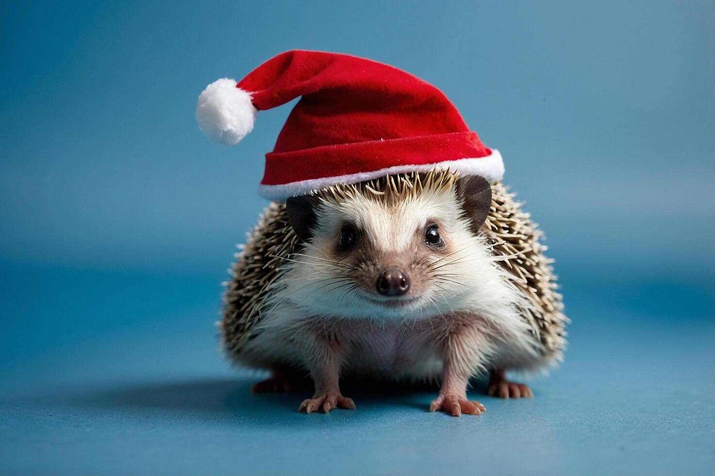 Tiny Hedgehog in Santa Hats photo