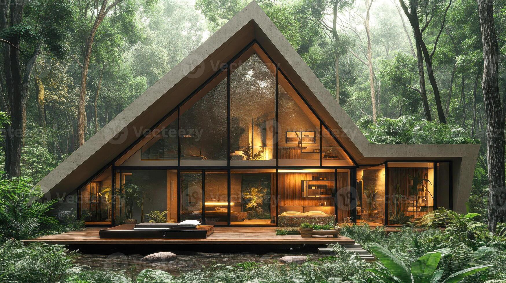 A frame house in the jungle photo