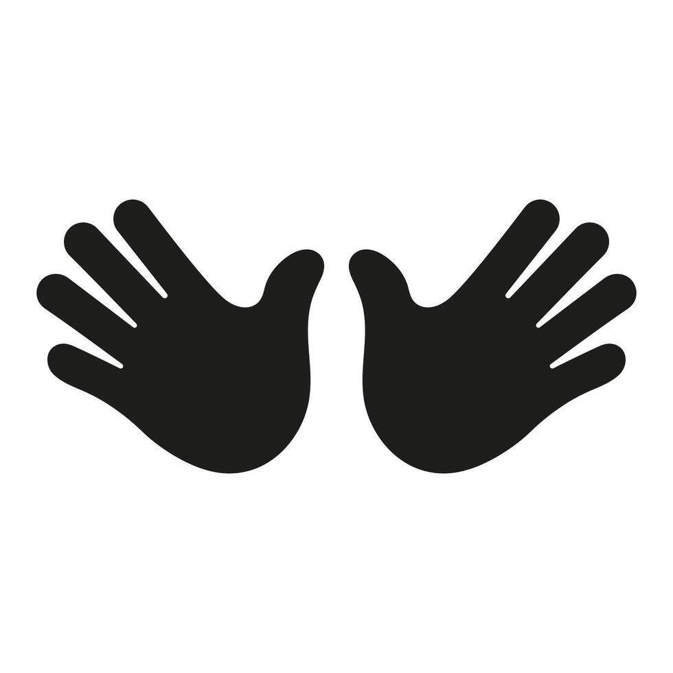 Two Open Hands for Greeting or High Five Gesture. Double Hands Silhouette Icon. Open Palms Gesture. Isolated Illustration vector