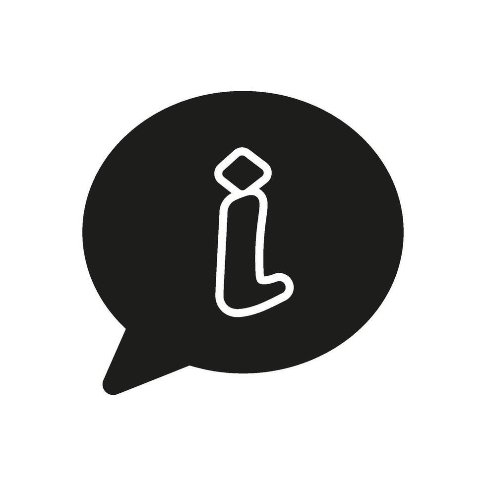 Information in Speech Bubble Silhouette Icon. Communication and Customer Support. Info and Help Glyph Symbol. Isolated Illustration vector