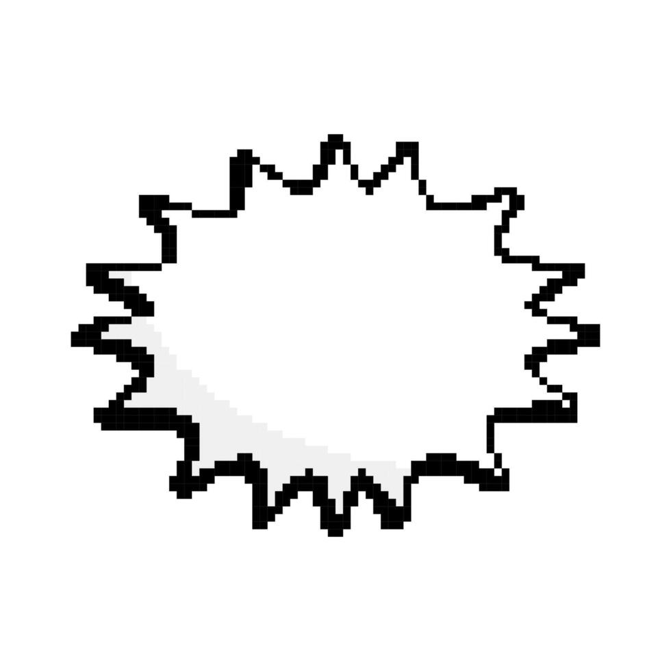 Dialogue Box Pixel Icon. Pixel Chat Speech Bubble for Text. Empty Pixelated Blank Dialogue. 8 Bit Retro Style. Retro Pixel Art Burst Icon. Isolated Illustration vector