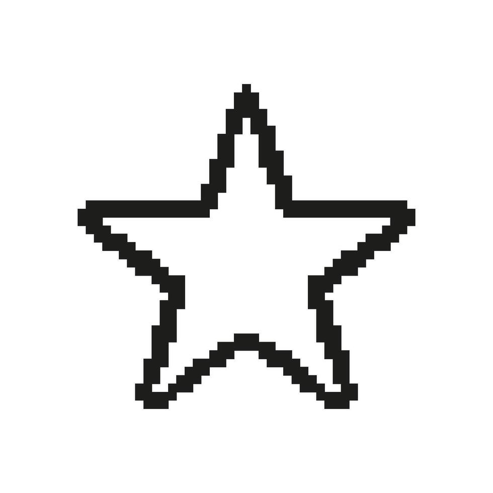 Pixelated Star Icon. Five Pointed Star in Retro Pixel Art Style. Achievement and Rating Symbol. Isolated Illustration vector