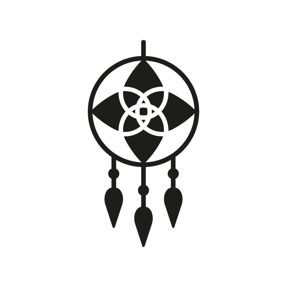 Dreamcatcher Silhouette Icon. Sleep Aid Glyph Sign. Protection Against Bad Dreams. Symbol For Catching Good Dreams. Isolated Illustration vector