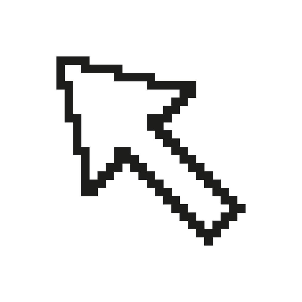 Pixelated Mouse Pointer Icon. Classic Arrow Cursor in Pixel Art Design. Retro Arrow Symbol for Computer Interaction. Isolated Illustration vector