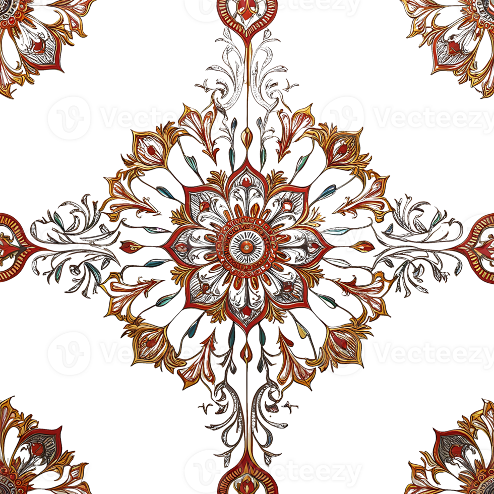 Pattern of ornate designs on a white background png