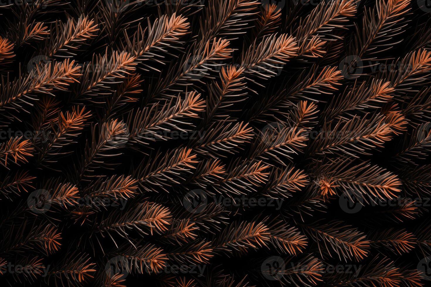 Top view of fir tree branch painted in Mocha Mousse color. Christmas background. photo