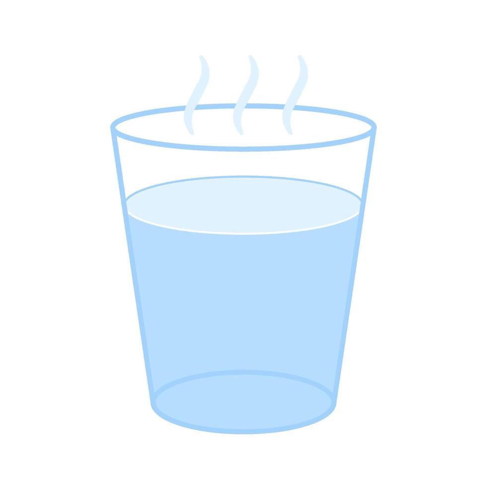 Hot water in glass with steam, high temperature of water drink. Gaseous state. Vapor from warm water. illustration vector