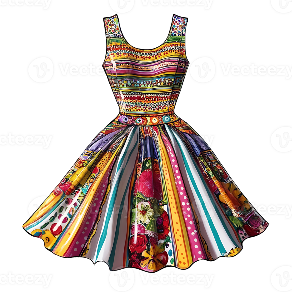 Dress with colorful patterns on it png