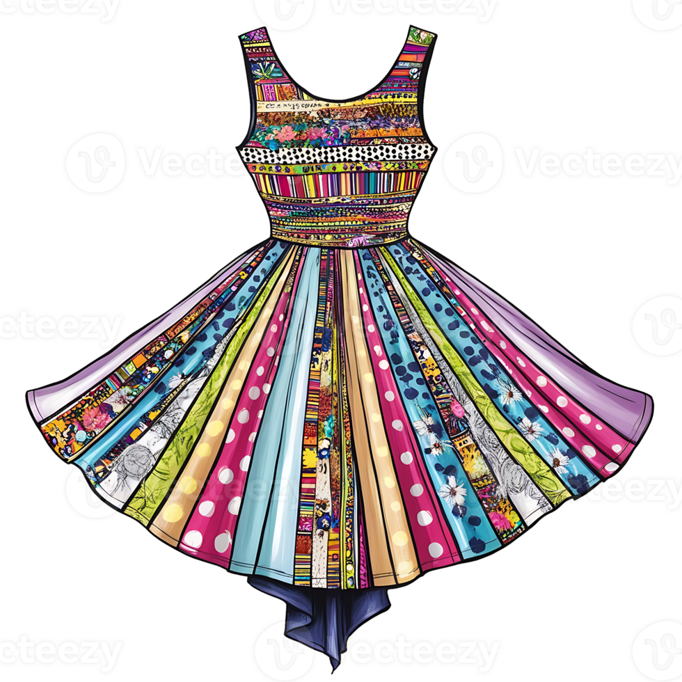 Dress with colorful stripes on it png