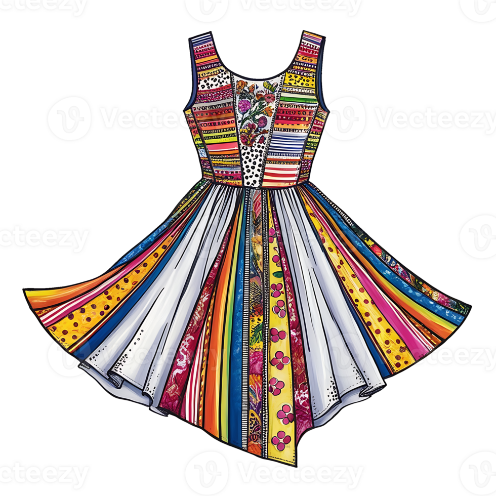Dress with colorful stripes on it png