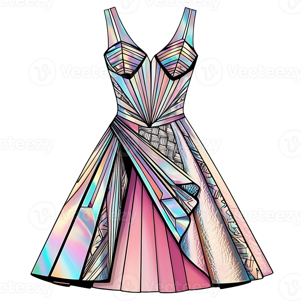 Dress with a colorful pattern on it png