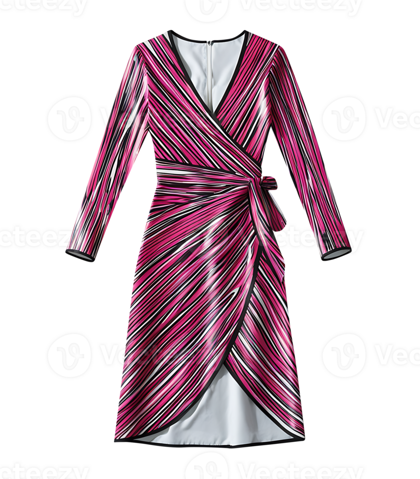 Dress with pink and black stripes png
