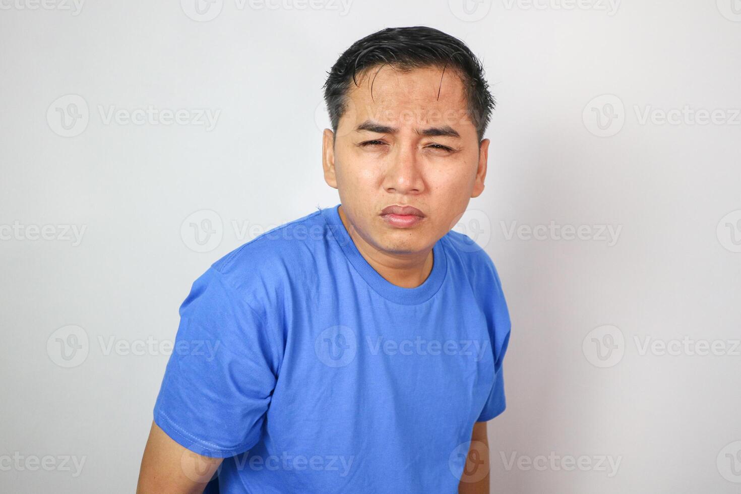 Poor Eyesight. Young Man Can't See, Having Problems With Vision, Looking At Camera. Ophthalmic Issue, Bad Sight In Older Age, Macular Degeneration Concept photo