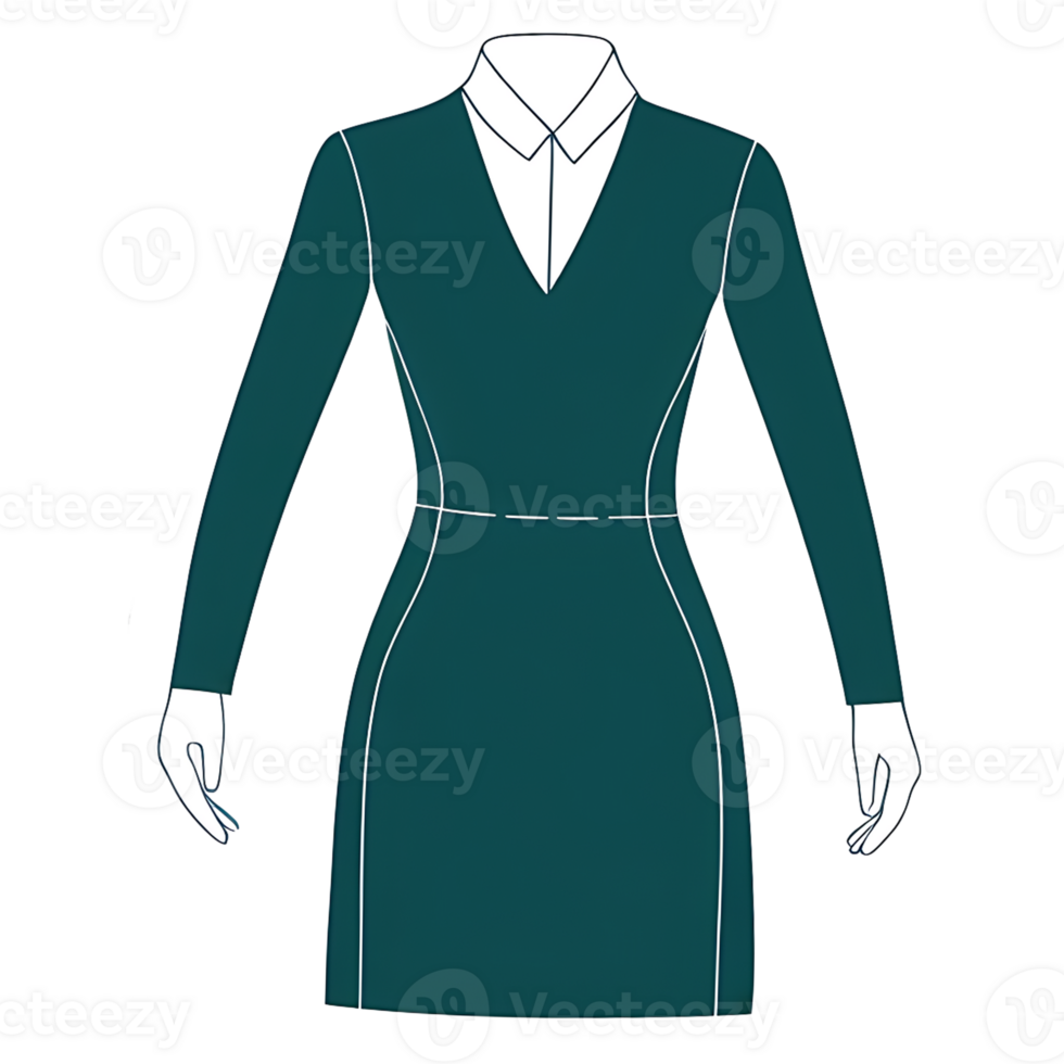 Dress with a collar and sleeves png