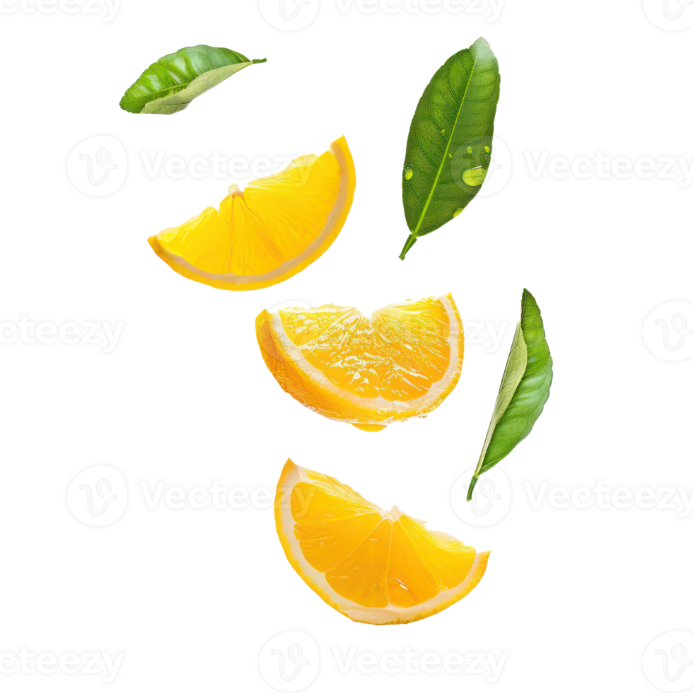 Falling Citrus leaf isolate on transparency background png