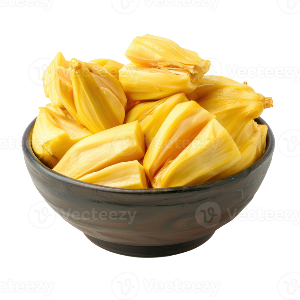 Sliced pieces of jackfruit in bowl front view isolate on transparency background png
