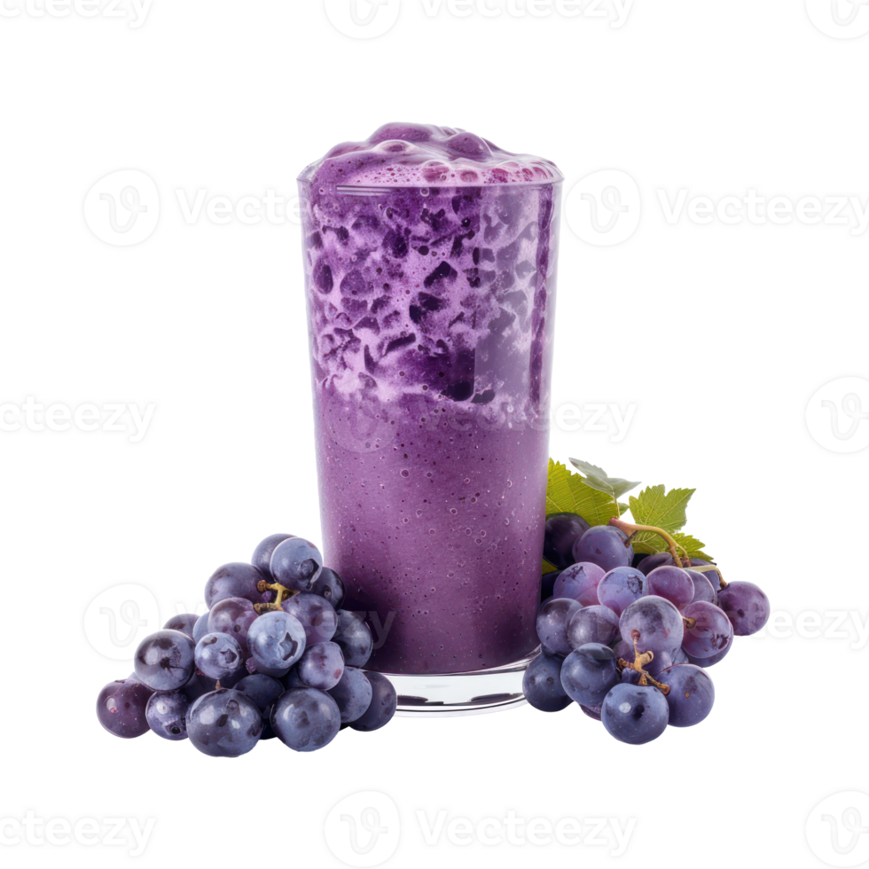 Blue grapes Smoothie drink front view isolate on transparency background png